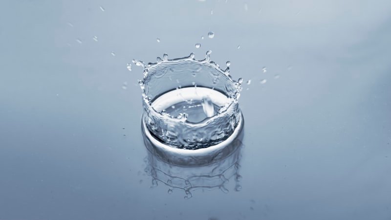 a glass of water with ice