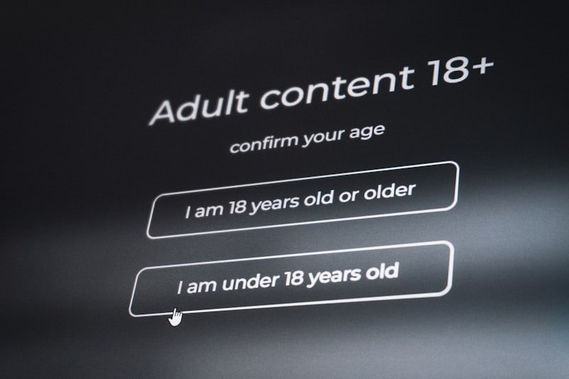 Adult content confirmation screen with age verification buttons.