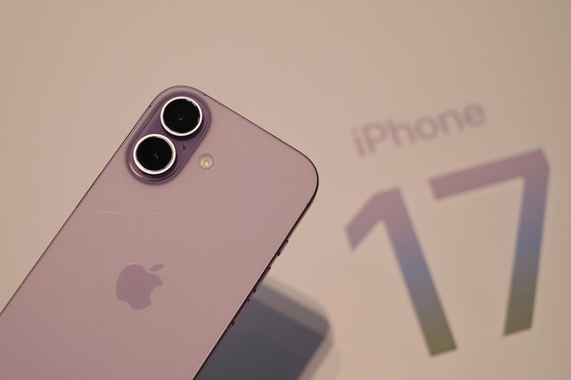 Purple iPhone 17 with dual cameras