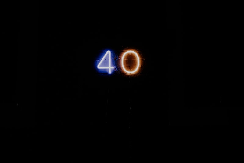 blue and red-lighted number 40